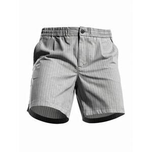 Topman men's grey and white striped shorts with an elastic drawstring waist